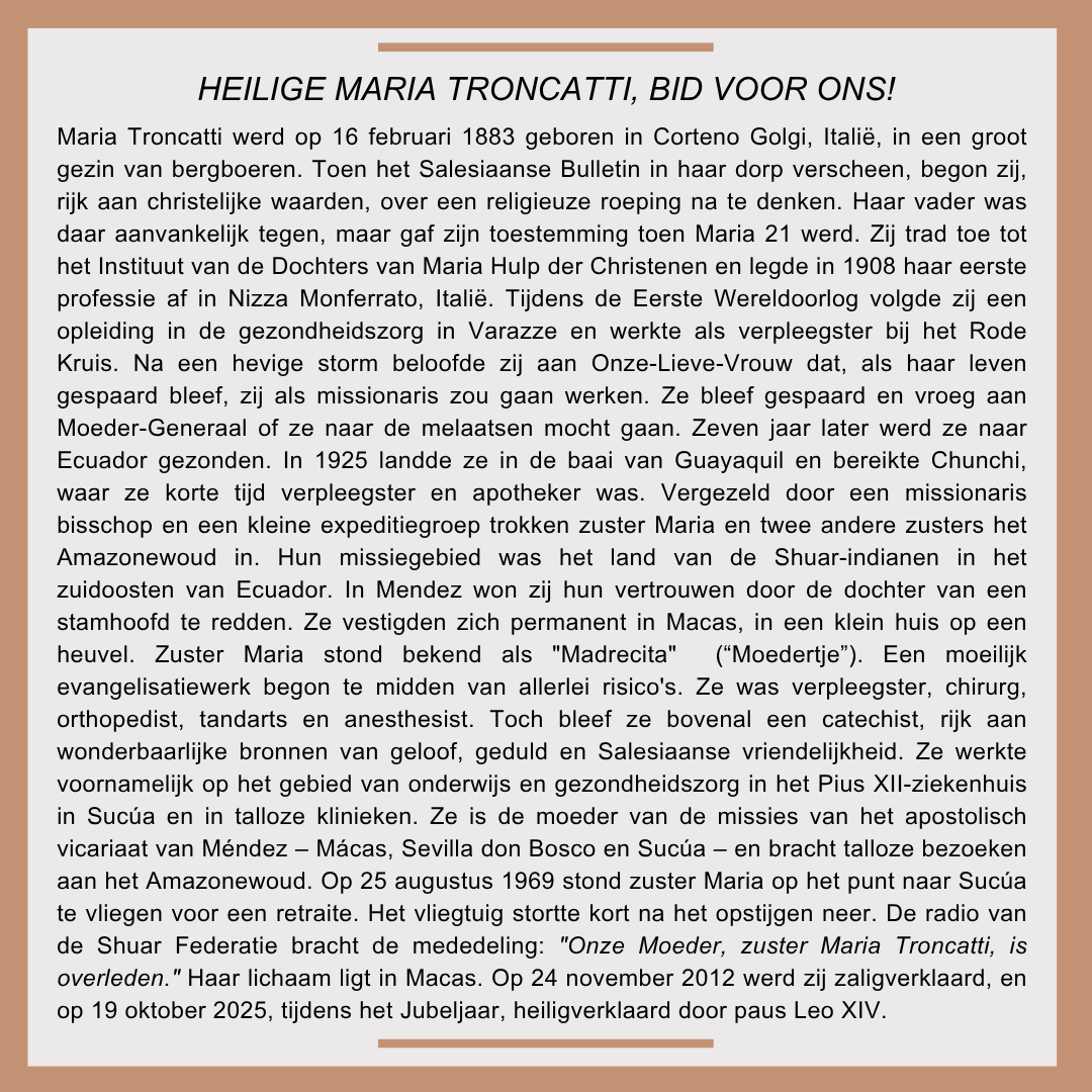 Heilige Maria Troncatti