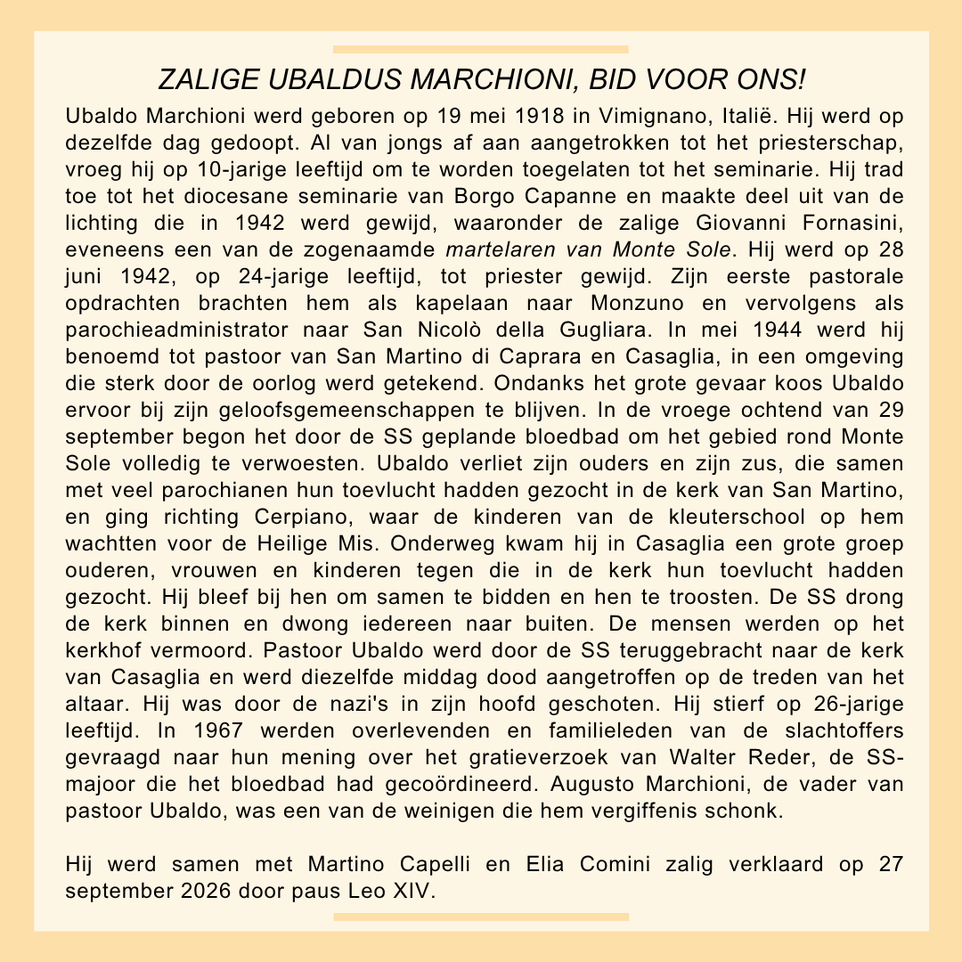 Zalige Ubaldo Marchioni, Martino Capelli en Elia Comini