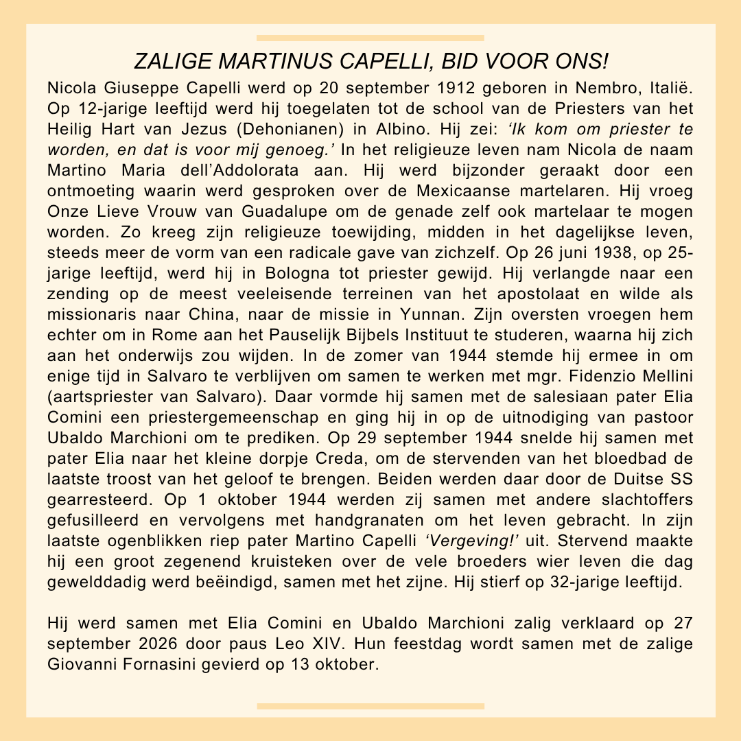 Zalige Ubaldo Marchioni, Martino Capelli en Elia Comini